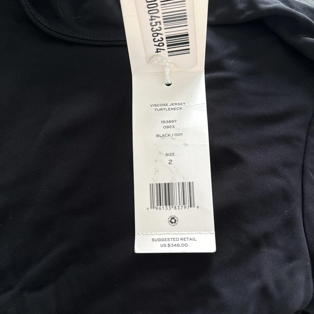 Tory Burch Black Long Sleeve Mock Neck Top with Gold Buttons